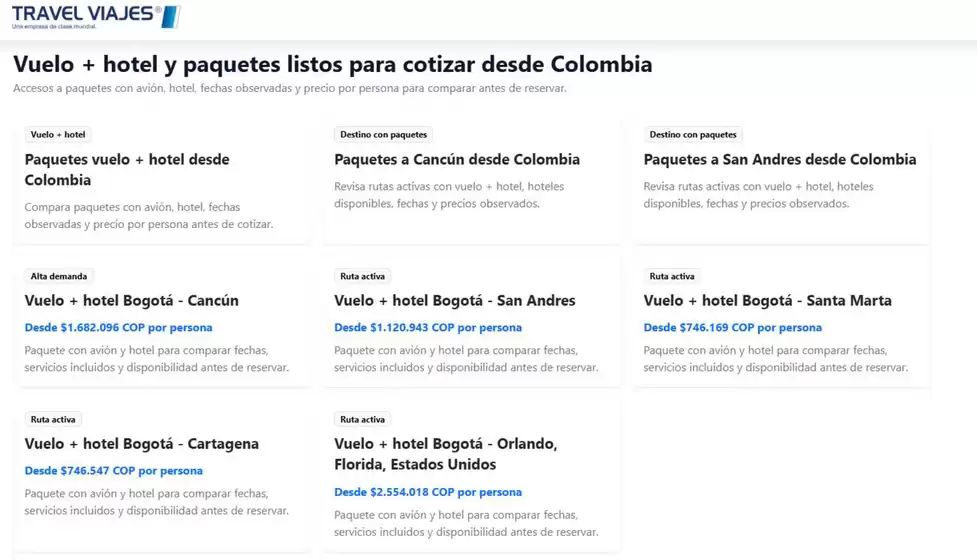 Catálogo Travel Viajes | Vuelo + hotel | 2026-07-16T00:00:00.000Z - 2026-07-22T00:00:00.000Z