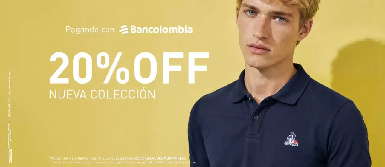 Catálogo Le Coq Sportif | Pagando con Bancolombia 20% OFF | 2026-07-22T00:00:00.000Z - 2026-07-30T00:00:00.000Z