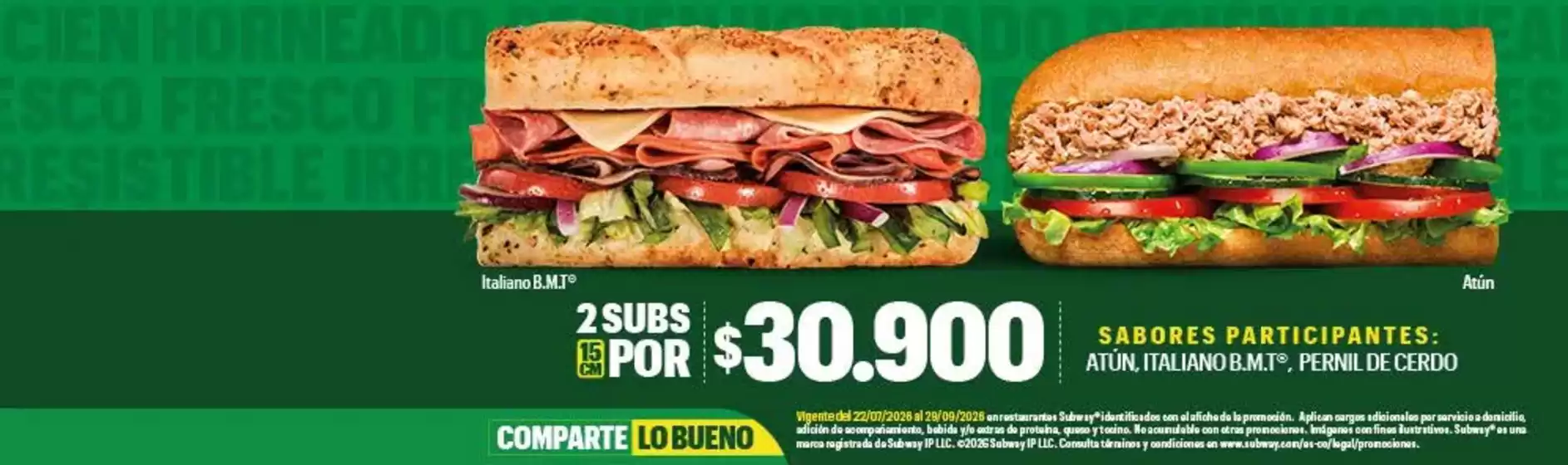Catálogo Subway | Ofertas y Precios Especiales | 2026-07-23T00:00:00.000Z - 2026-09-29T00:00:00.000Z