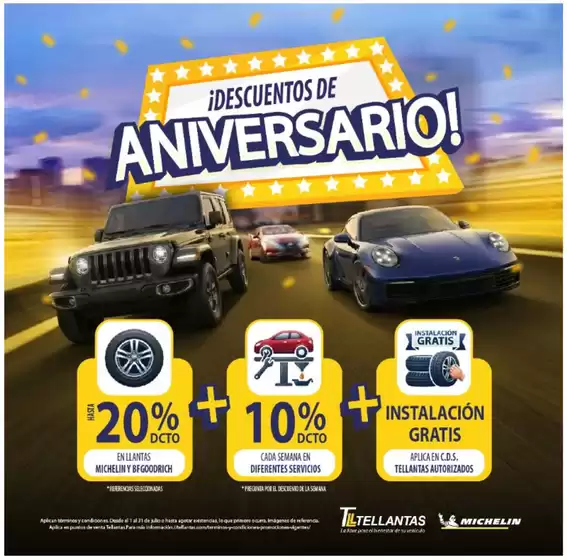 Catálogo Tellantas | Descuentos de Aniversario | 2026-07-23T00:00:00.000Z - 2026-07-31T00:00:00.000Z