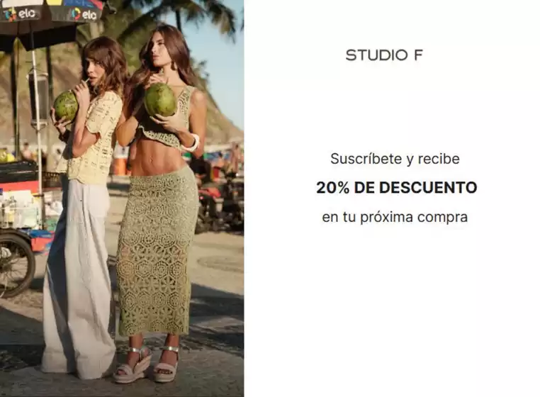 Catálogo Studio F | Suscríbete y recibe 20% DTO en tu próxima compra | 2026-07-24T00:00:00.000Z - 2026-08-31T00:00:00.000Z