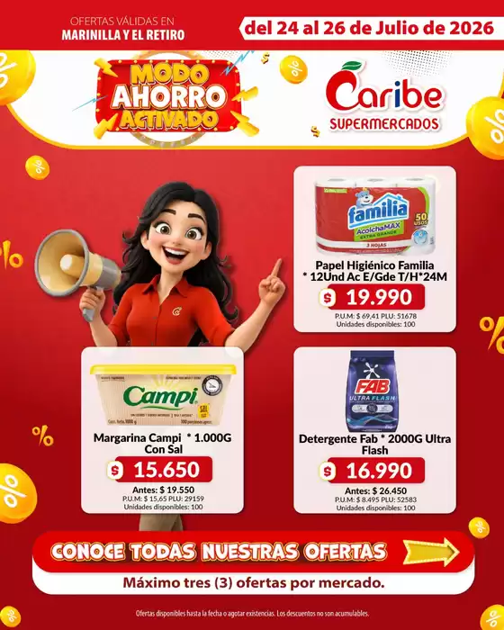 Catálogo Caribe Supermercados en El Zulia | Volante antioquia 3 | 2026-07-24T00:00:00.000Z - 2026-07-26T00:00:00.000Z