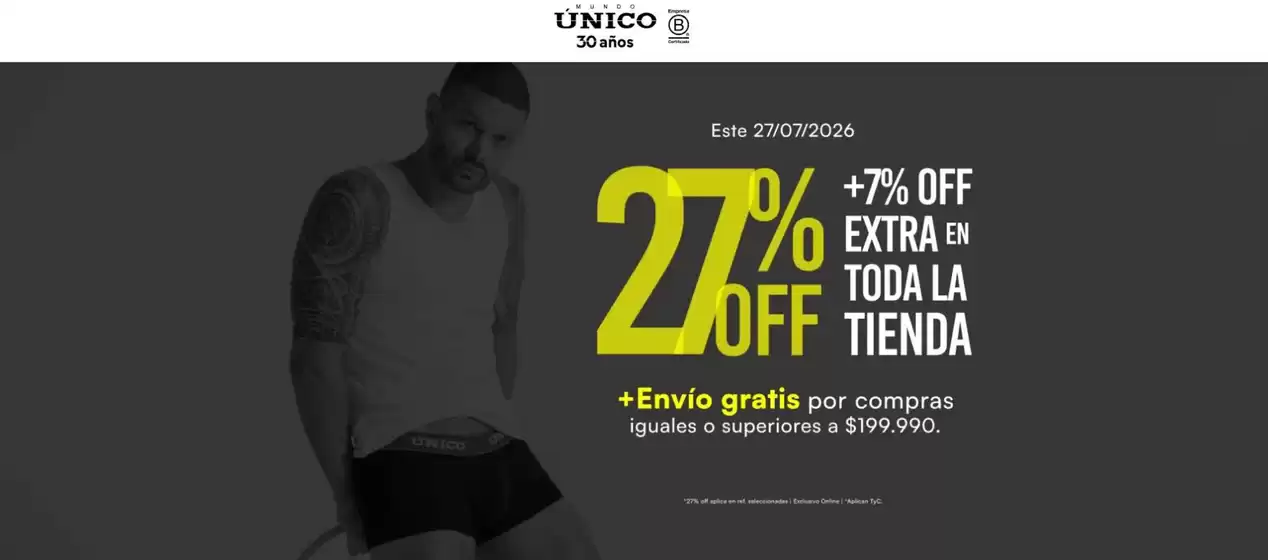Catálogo Mundo Único | 27% OFF + 7% extra y envío gratis desde $199.990 | 2026-07-27T00:00:00.000Z - 2026-07-27T00:00:00.000Z