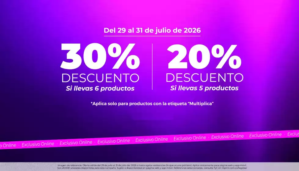 Catálogo Yoi | 30% DTO si llevas 6 productos, 20% DTO si llevas 5 productos | 2026-07-29T00:00:00.000Z - 2026-07-31T00:00:00.000Z