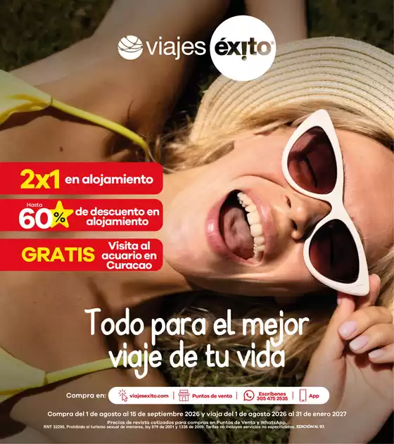 Catálogo Viajes Éxito | Catálogo Todo para el mejor viaje de tu vida | 2026-08-03T00:00:00.000Z - 2026-09-15T00:00:00.000Z