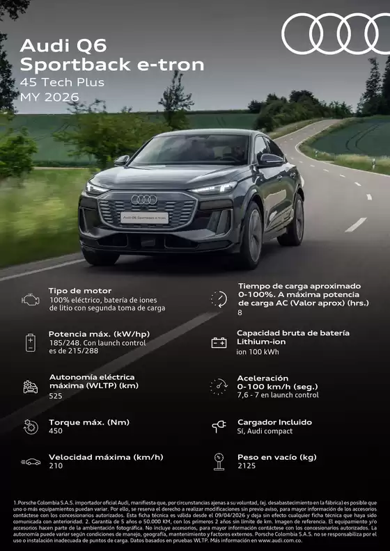 Catálogo Audi | Audi Q6 Sportback e tron 45 Tech Plus 2026 compressed | 2026-08-04T00:00:00.000Z - 2026-08-18T00:00:00.000Z