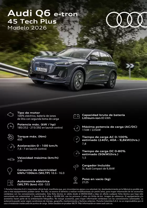 Catálogo Audi | Audi Q6 Etron 45 Tech Plus 2026 compressed | 2026-08-04T00:00:00.000Z - 2026-08-18T00:00:00.000Z