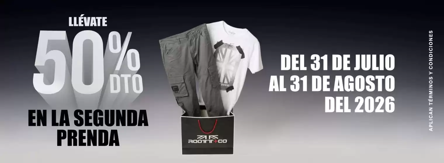 Catálogo Roott + Co en Puerto Arica | Llévate 50% en la segunda prenda | 2026-08-12T00:00:00.000Z - 2026-08-31T00:00:00.000Z