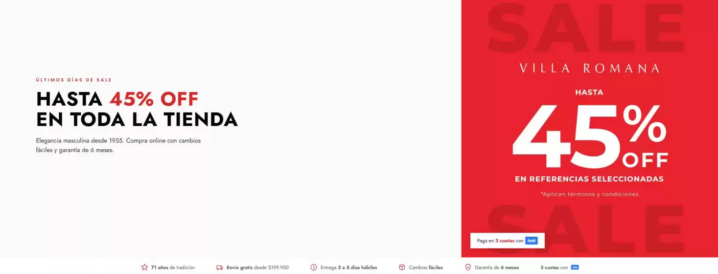 Catálogo Villa Romana | Hasta 45% OFF en toda la tienda | 2026-08-13T00:00:00.000Z - 2026-08-17T00:00:00.000Z