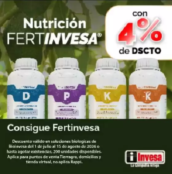 Catálogo Tierragro | Nutrición Fertinvesa 4% DCTO | 2026-08-14T00:00:00.000Z - 2026-08-15T00:00:00.000Z