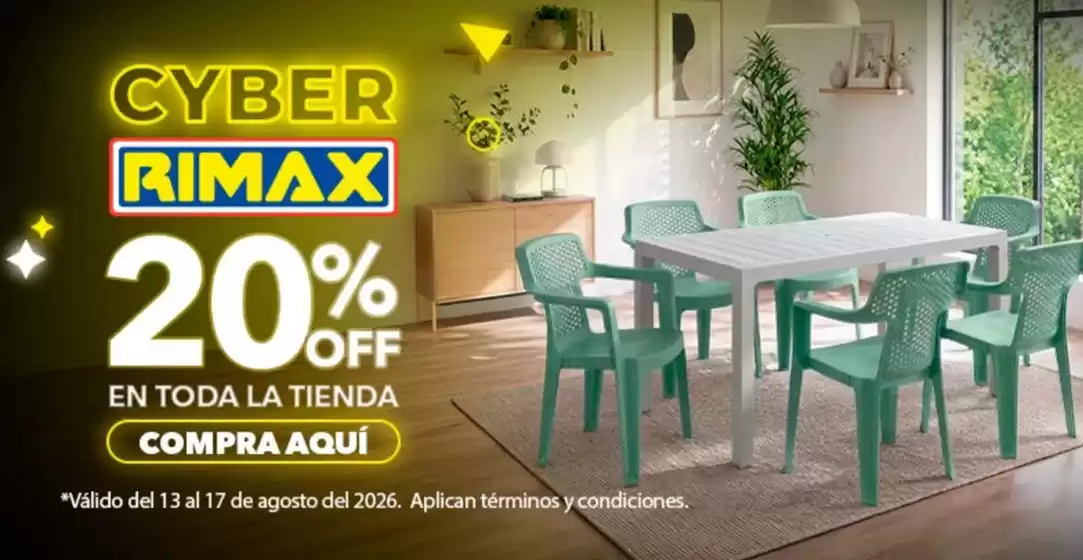 Catálogo Rimax | Cyber 20% OFF en todo la tienda | 2026-08-14T00:00:00.000Z - 2026-08-17T00:00:00.000Z