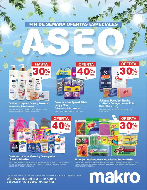 Catálogo Makro | Fin de semana Aseo | 2026-08-14T00:00:00.000Z - 2026-08-17T00:00:00.000Z