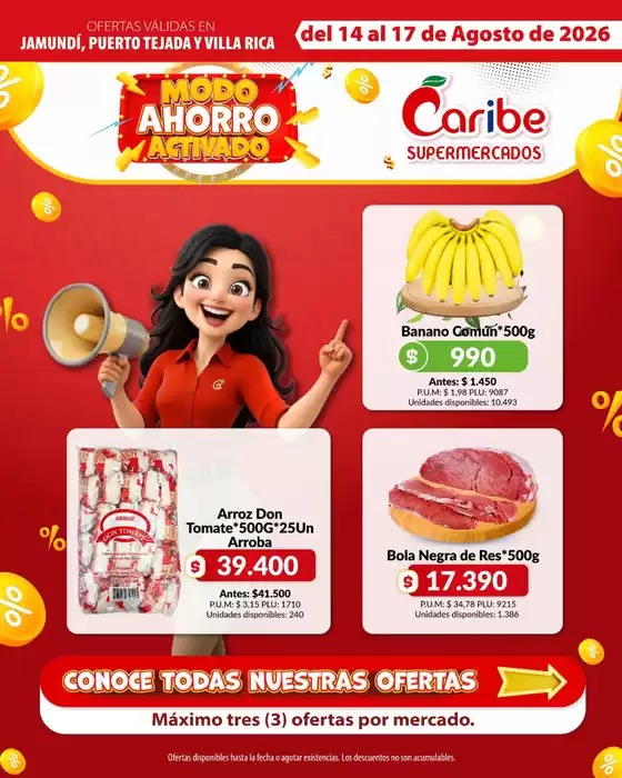 Catálogo Caribe Supermercados | Volante jamundi 14 179agosto | 2026-08-14T00:00:00.000Z - 2026-08-17T00:00:00.000Z