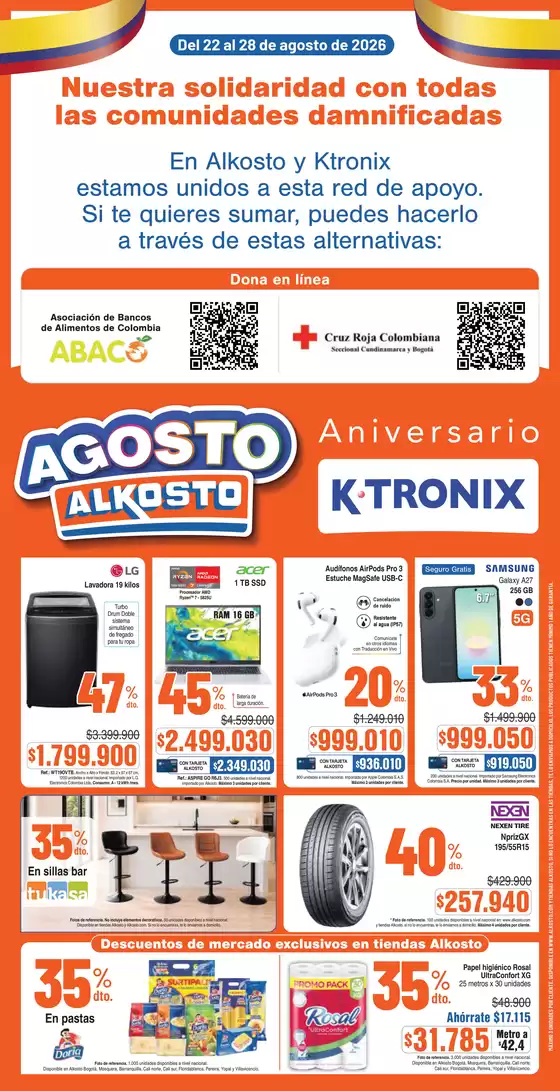 Catálogo Alkosto | Separata solidarios 22agosto2026 | 2026-08-22T00:00:00.000Z - 2026-08-28T00:00:00.000Z