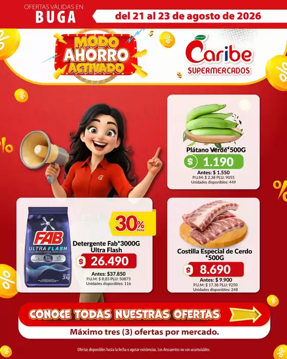 Catálogo Caribe Supermercados | Volante buga 21 al 23 agosto | 2026-08-21T00:00:00.000Z - 2026-08-23T00:00:00.000Z