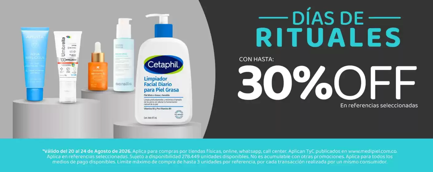 Catálogo MediPiel en Angelópolis | Días de rituales Hasta 20% y 30% OFF | 2026-08-24T00:00:00.000Z - 2026-08-24T00:00:00.000Z