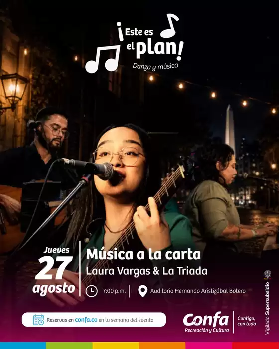 Catálogo Confa | Música a la Carta, una experiencia con Laura Vargas & La Triada | 2026-08-24T00:00:00.000Z - 2026-08-27T00:00:00.000Z