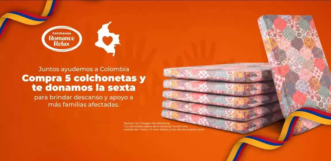 Catálogo Colchones Romance Relax | Compra 5 colchonetas y te donamos la sexta | 2026-08-26T00:00:00.000Z - 2026-08-31T00:00:00.000Z