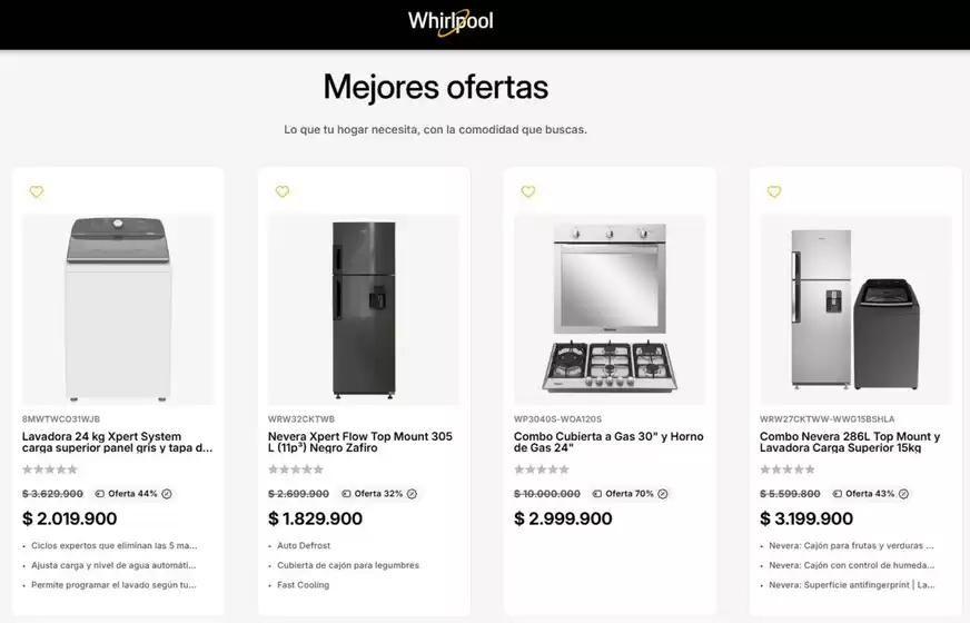 Catálogo Whirlpool en Monguí | Mejores ofertas | 2026-08-26T00:00:00.000Z - 2026-08-31T00:00:00.000Z