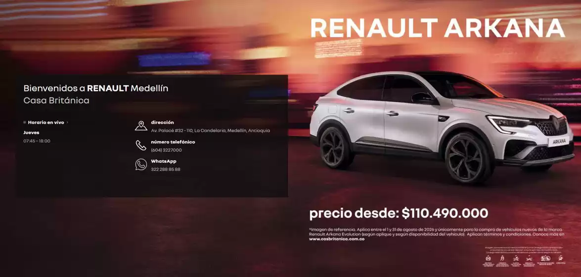 Catálogo Casa Británica | Renault Arkana precio desde: $110.490.000 | 2026-08-27T00:00:00.000Z - 2026-08-31T00:00:00.000Z