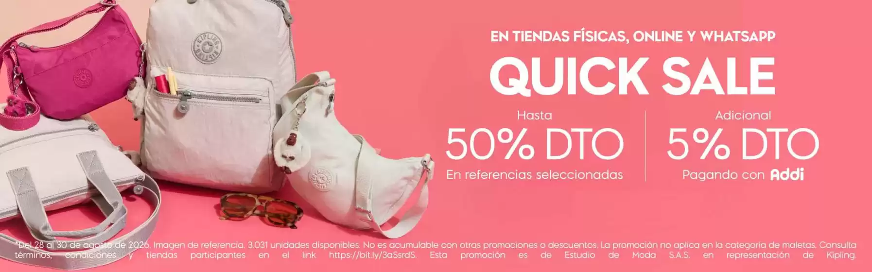 Catálogo Kipling | Quick Sale Hasta 50% OFF, - 5% OFF con Addi | 2026-08-28T00:00:00.000Z - 2026-08-30T00:00:00.000Z