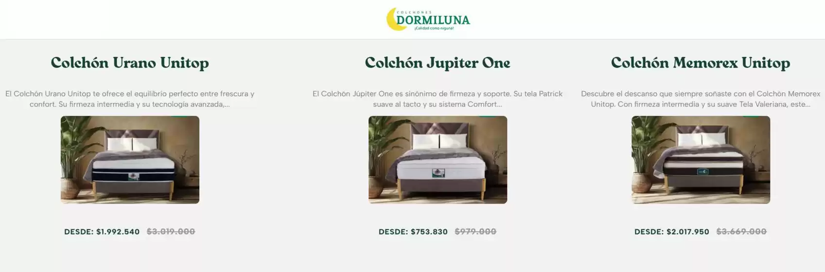 Catálogo Colchones Dormiluna | Descuentos Especiales | 2026-08-31T00:00:00.000Z - 2026-09-02T00:00:00.000Z