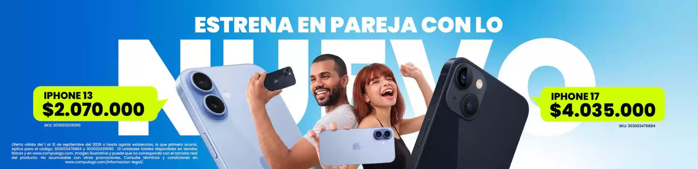 Catálogo Compulago | iPhone13: $2.070.000 y iPhone17: $4.035.000 | 2026-09-01T00:00:00.000Z - 2026-09-30T00:00:00.000Z
