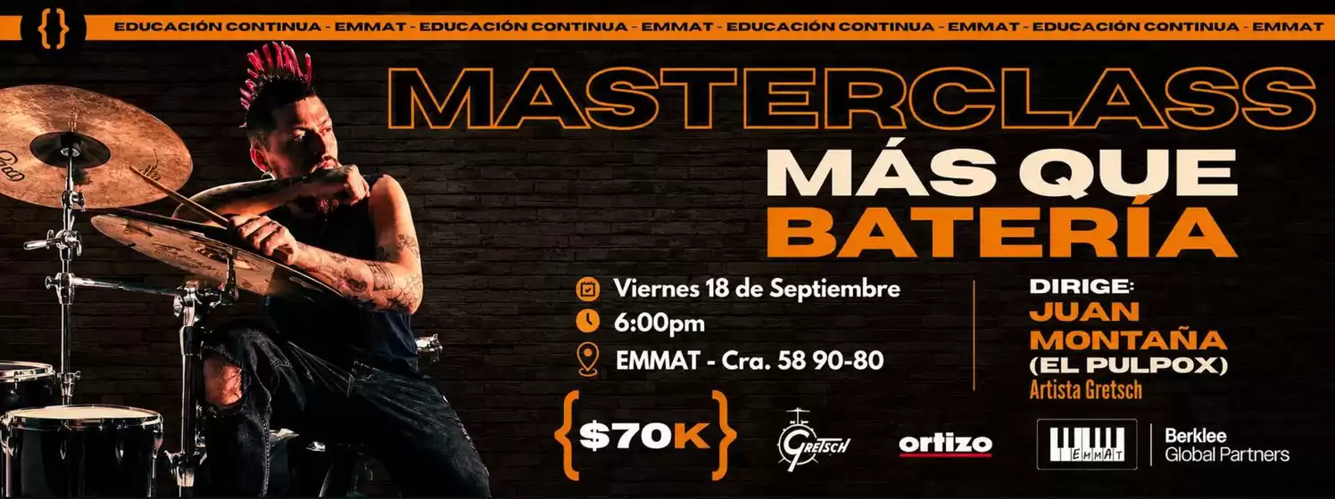 Catálogo Ortizo | Masterclass: Más que batería | 2026-08-31T00:00:00.000Z - 2026-09-18T00:00:00.000Z