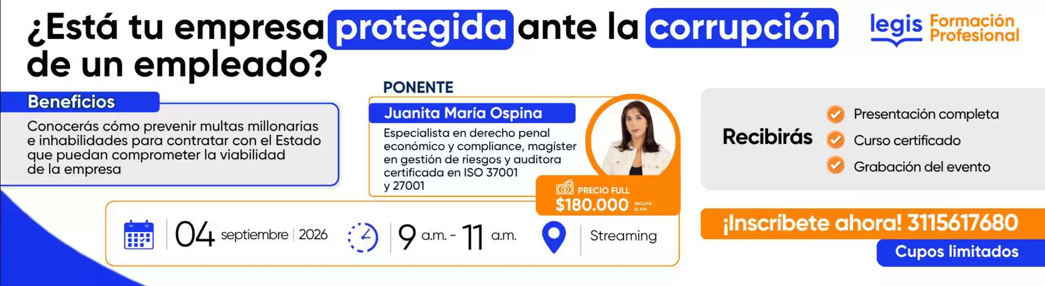 Catálogo Legis | Responsabilidad de la Empresa en Hechos de Corrupción | 2026-09-03T00:00:00.000Z - 2026-09-04T00:00:00.000Z