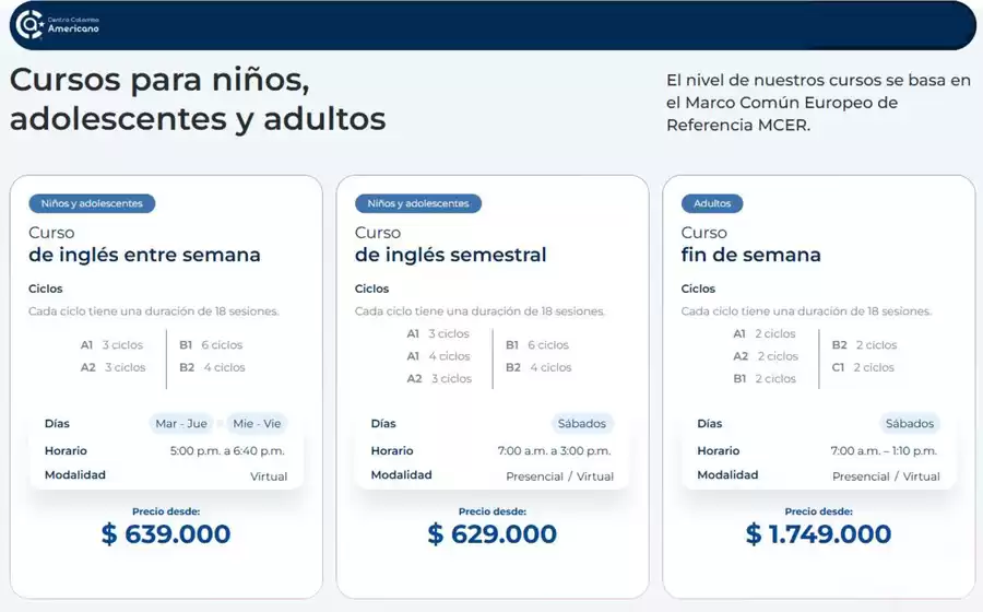 Catálogo Centro Colombo Americano | Precios Especiales | 2026-09-03T00:00:00.000Z - 2026-09-30T00:00:00.000Z