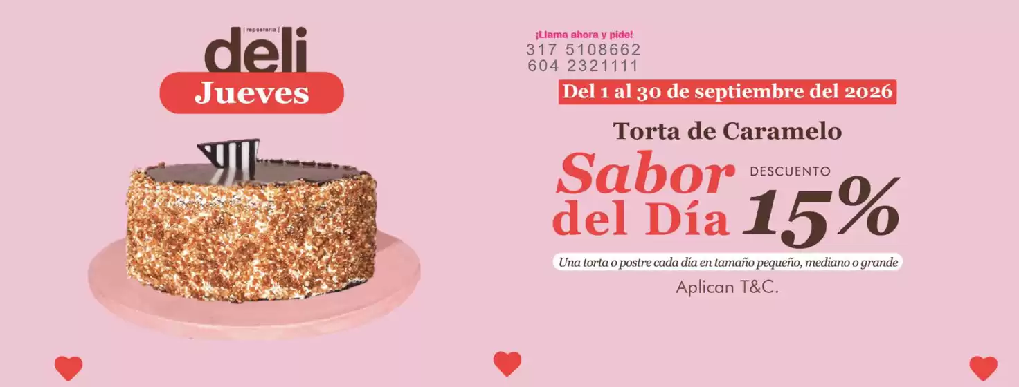 Catálogo Repostería Deli | Ofertas 15% de DCTO | 2026-09-03T00:00:00.000Z - 2026-09-30T00:00:00.000Z