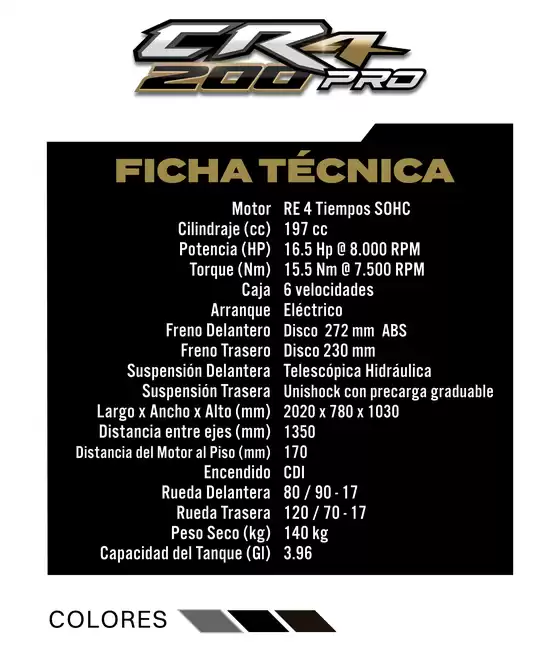 Catálogo AKT en Yopal | Ficha tecnica cr4 200 pro | 2026-09-03T00:00:00.000Z - 2026-09-17T00:00:00.000Z