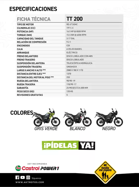 Catálogo AKT en Yopal | Ficha tecnica tt200 | 2026-09-03T00:00:00.000Z - 2026-09-17T00:00:00.000Z