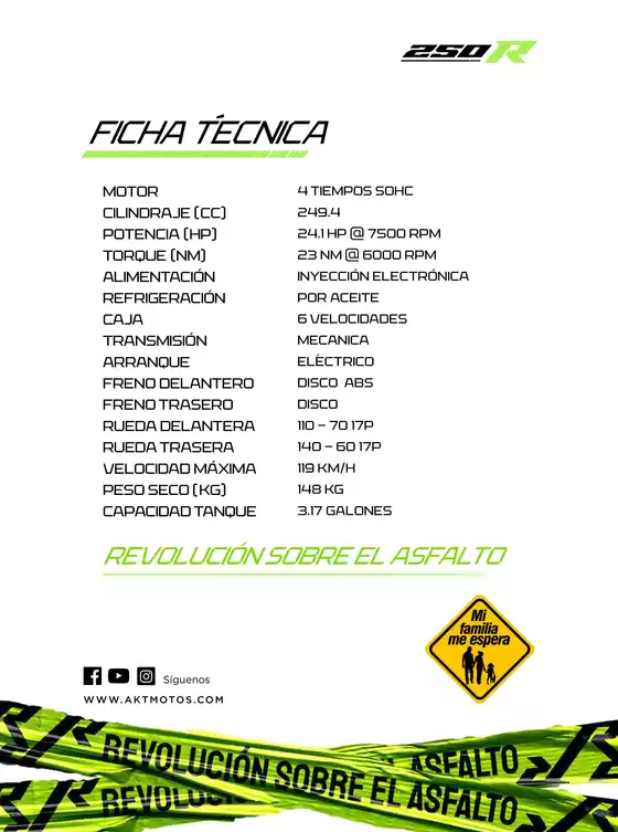 Catálogo AKT en Yopal | Ficha tecnica 250r | 2026-09-03T00:00:00.000Z - 2026-09-17T00:00:00.000Z