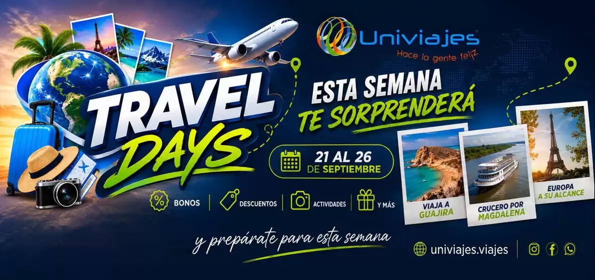 Catálogo Univiajes | Travel Days con bonos, descuentos, actividades y experiencias increíbles | 2026-09-21T00:00:00.000Z - 2026-09-26T00:00:00.000Z