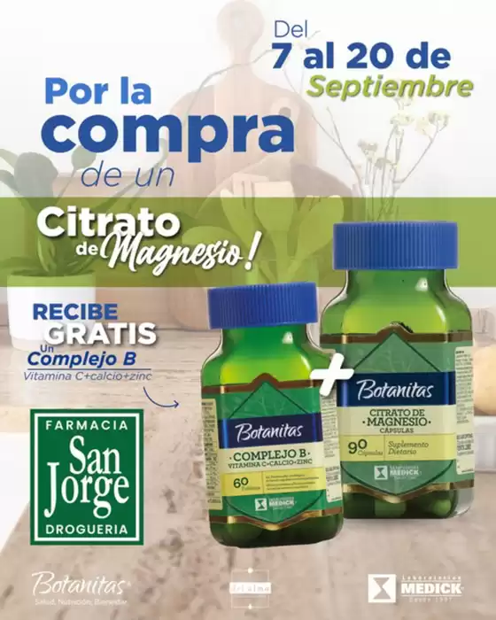Catálogo Farmacia San Jorge | Por la compra de un Citrato de Magnesio Recibe Gratis un Complejo B Vitamina C+calcio+zinc | 2026-09-08T00:00:00.000Z - 2026-09-20T00:00:00.000Z
