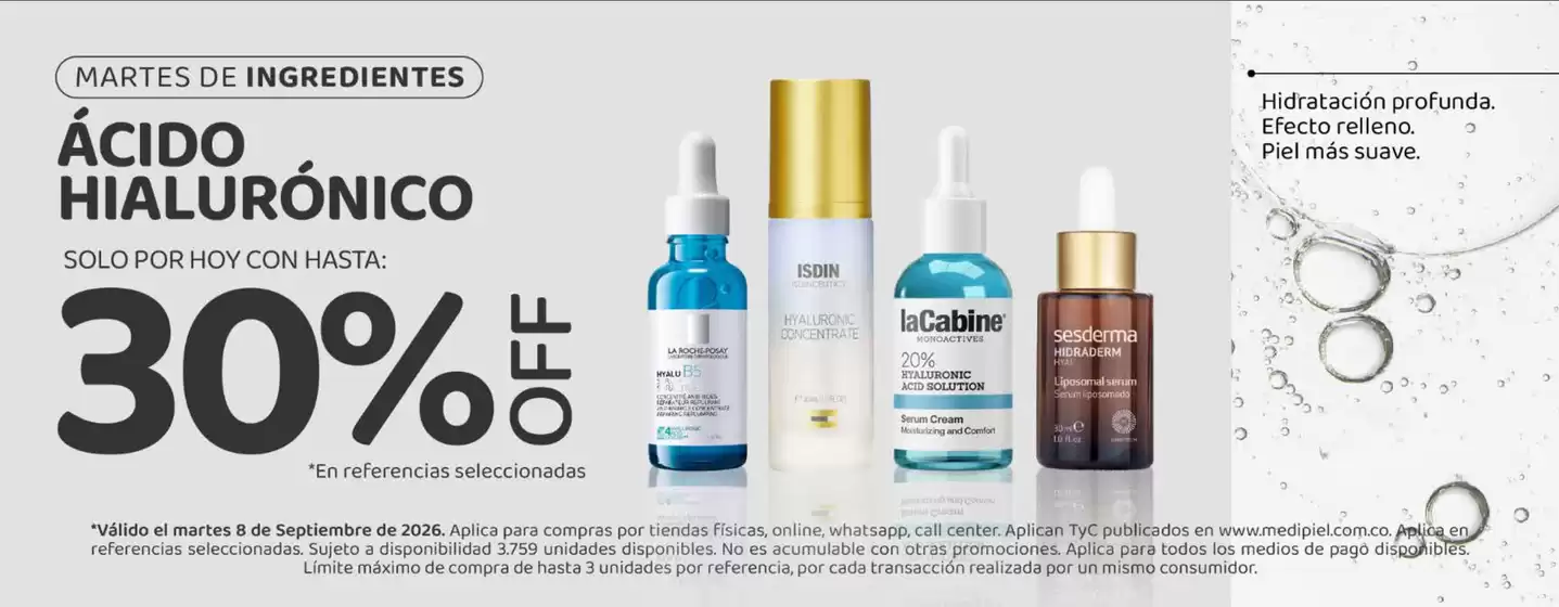 Catálogo MediPiel | Ácido Hialurónico y Especial Makeup Hasta 30% OFF | 2026-09-08T00:00:00.000Z - 2026-09-09T00:00:00.000Z