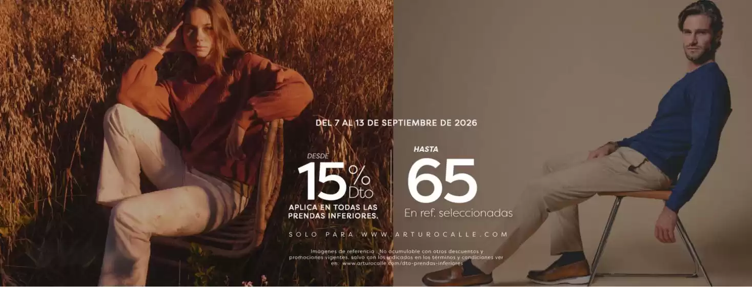 Catálogo Arturo Calle | Hasta 65% OFF en Ref.Selecci. desde 15% OFF aplica en todas las prendas inferiores | 2026-09-10T00:00:00.000Z - 2026-09-13T00:00:00.000Z