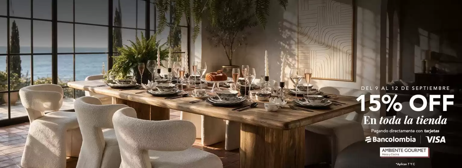 Catálogo Ambiente Gourmet en Puerto Libertador | 15% OFF en toda la tienda | 2026-09-10T00:00:00.000Z - 2026-09-12T00:00:00.000Z