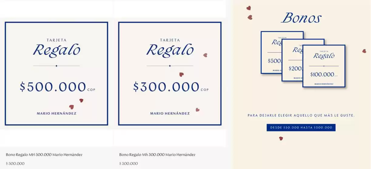 Catálogo Mario Hernández | Tarjeta Regalo, Desde $50.000 Hasta $500.000 | 2026-09-10T00:00:00.000Z - 2026-09-30T00:00:00.000Z