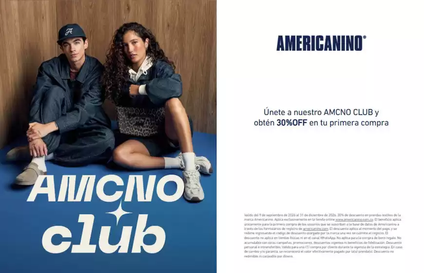 Catálogo Americanino | Solo para ti 30%OFF en tu primera compra | 2026-09-10T00:00:00.000Z - 2026-12-31T00:00:00.000Z