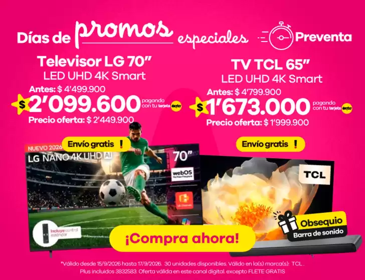 Catálogo Éxito | Ofertas principales para todos los clientes | 2026-09-15T00:00:00.000Z - 2026-09-17T00:00:00.000Z