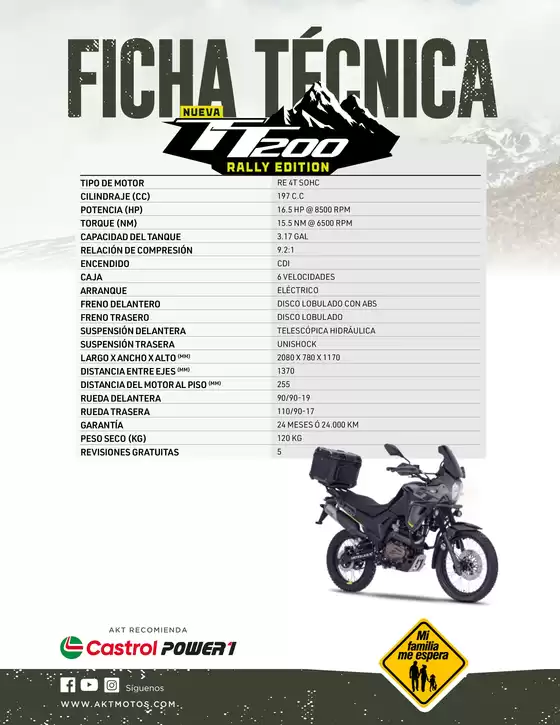 Catálogo AKT en San Marcos | Ficha tecnica tt200 rally edition | 2026-09-17T00:00:00.000Z - 2026-10-01T00:00:00.000Z