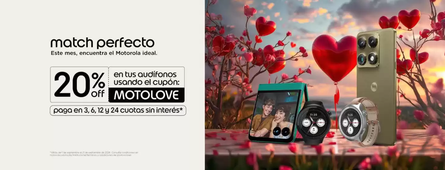 Catálogo Motorola | 20% OFF en tus audífonos usando el cupón: MOTOLOVE | 2026-09-18T00:00:00.000Z - 2026-09-21T00:00:00.000Z