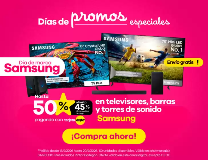 Catálogo Éxito | Descubre ofertas atractivas | 2026-09-18T00:00:00.000Z - 2026-09-20T00:00:00.000Z