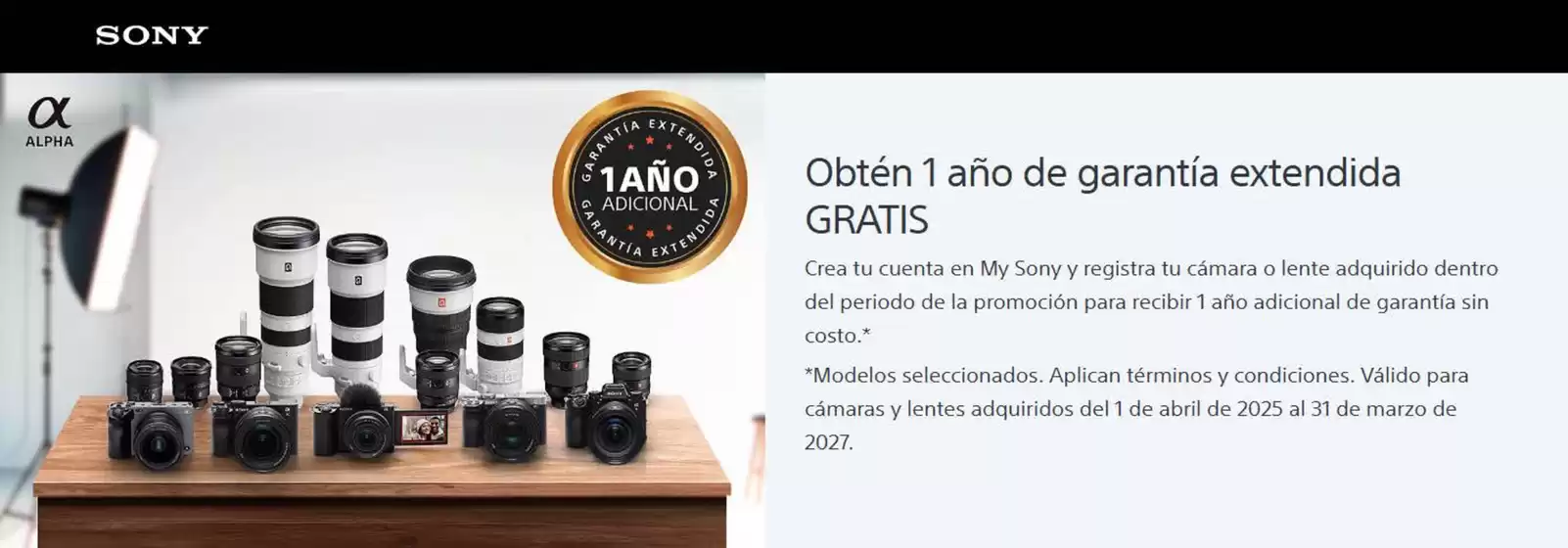 Catálogo Sony en Gachancipá | Obtén 1 año de garantía extendida GRATIS* | 2026-09-24T00:00:00.000Z - 2027-03-31T00:00:00.000Z