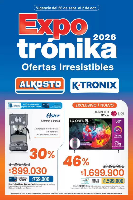 Catálogo Alkosto en Frontino | Separata expotronika 26septiembre2026 | 2026-09-26T00:00:00.000Z - 2026-10-02T00:00:00.000Z