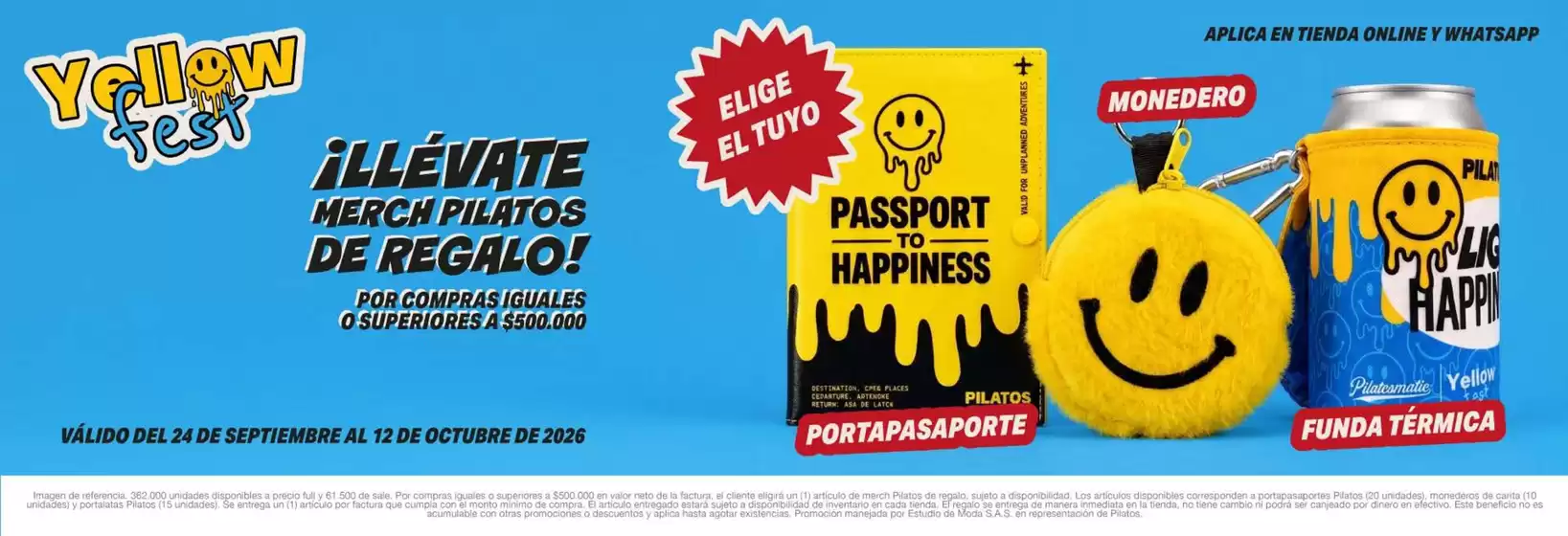 Catálogo Pilatos | Por compras iguales o superiores a $500.000 llévate merch Pilatos de regalo | 2026-09-28T00:00:00.000Z - 2026-10-12T00:00:00.000Z