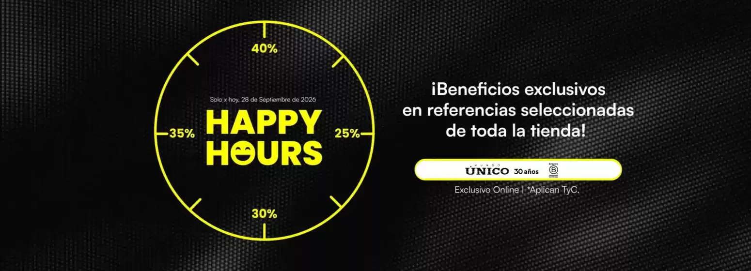 Catálogo Mundo Único | Happy Hours Hasta 40% OFF | 2026-09-28T00:00:00.000Z - 2026-09-28T00:00:00.000Z