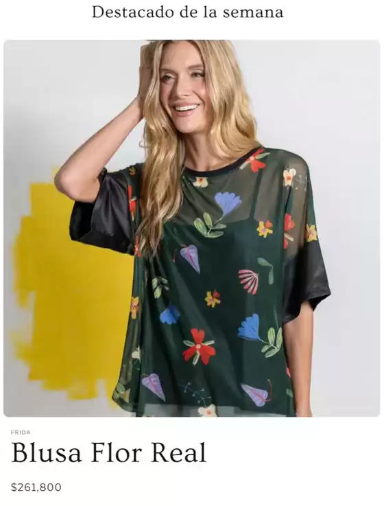 Catálogo Frida Moda en Marinilla | Blusa Flor Real $261,800 | 2026-09-28T00:00:00.000Z - 2026-10-04T00:00:00.000Z